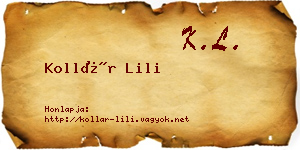 Kollár Lili névjegykártya